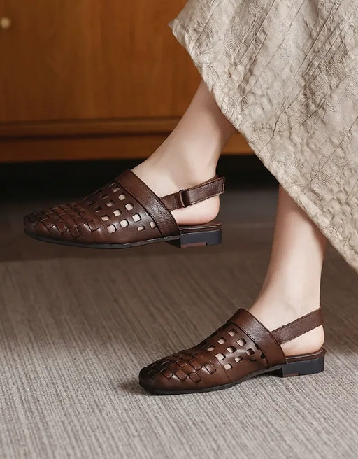 Summer Hollow Square Toe Leather Mules Slingback May Shoes Collection 2026 82.00