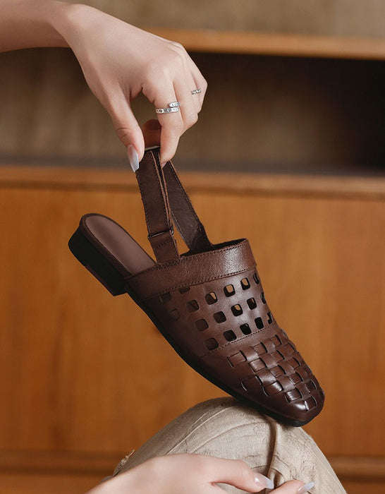 Summer Hollow Square Toe Leather Mules Slingback May Shoes Collection 2026 82.00