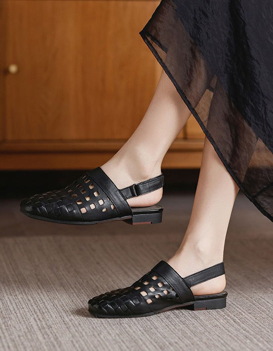 Summer Hollow Square Toe Leather Mules Slingback May Shoes Collection 2026 82.00