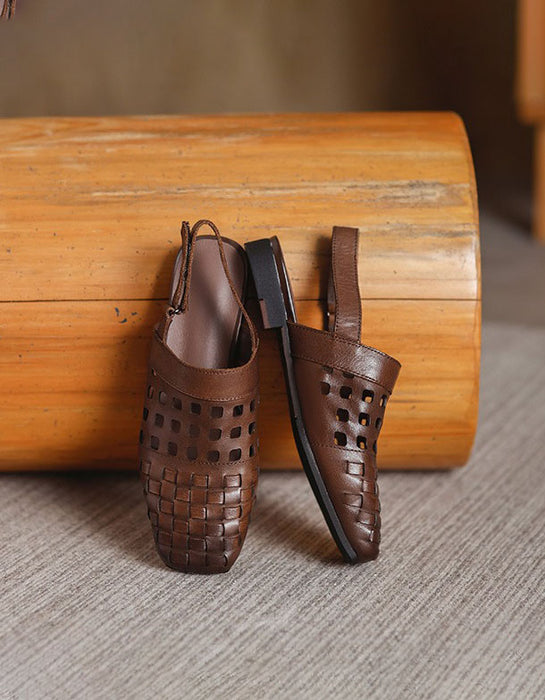 Summer Hollow Square Toe Leather Mules Slingback May Shoes Collection 2026 82.00