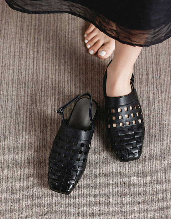 Summer Hollow Square Toe Leather Mules Slingback May Shoes Collection 2026 82.00