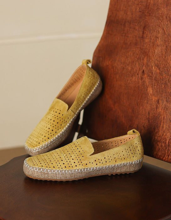 Summer Hollow Suede Linen Handmade Soft Sole Flat Shoes June Shoes Collection 2026 96.00