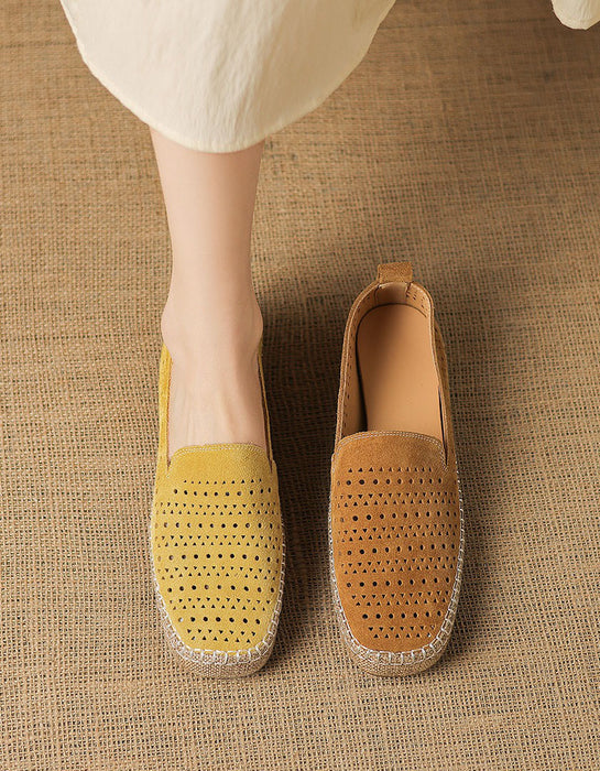 Obiono Summer Hollow Suede Linen Handmade Soft Sole Flat Shoes June Shoes Collection 2026 96.00