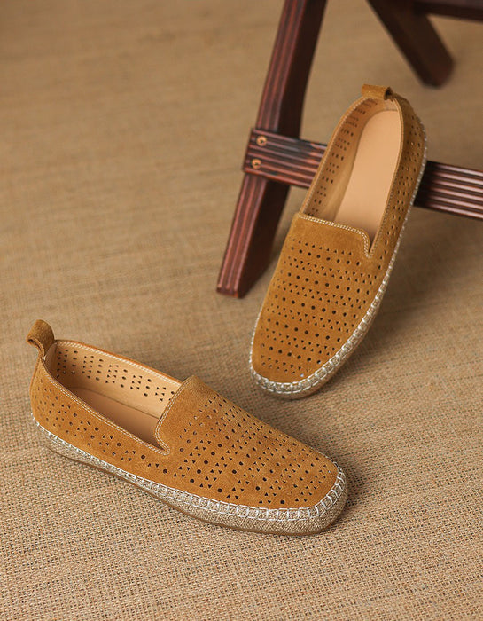 Summer Hollow Suede Linen Handmade Soft Sole Flat Shoes June Shoes Collection 2026 96.00