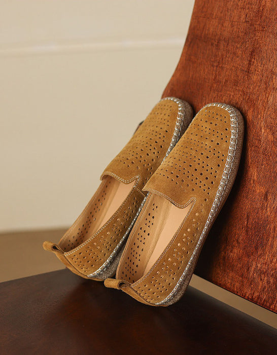 obiono Summer Hollow Suede Linen Handmade Soft Sole Flat Shoes June Shoes Collection 2026 96.00