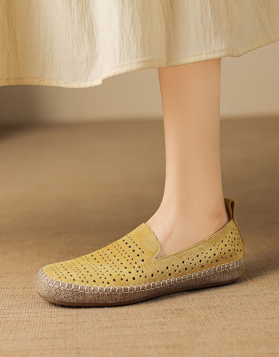 Summer Hollow Suede Linen Handmade Soft Sole Flat Shoes June Shoes Collection 2026 96.00