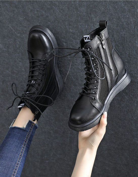 Summer Hollow Wedge Boots Black