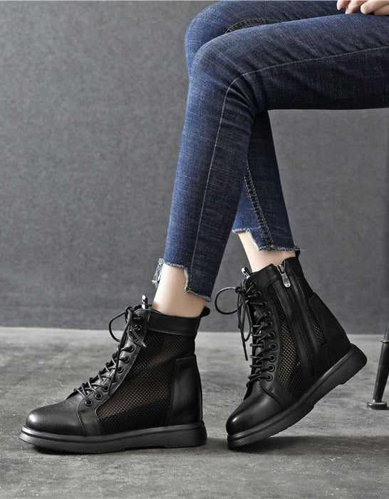 Summer Hollow Wedge Boots Black