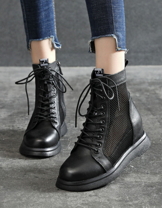 Summer Hollow Wedge Boots Black