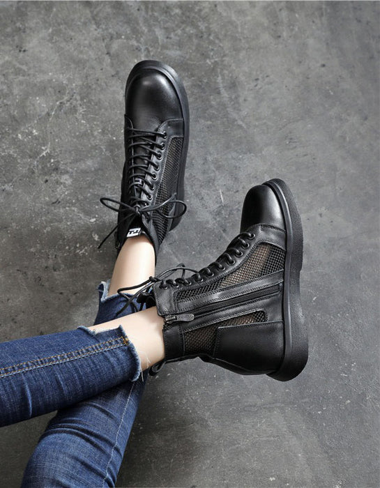 Summer Hollow Wedge Boots Black