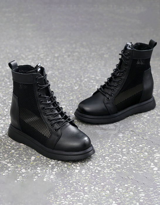 Summer Hollow Wedge Boots Black