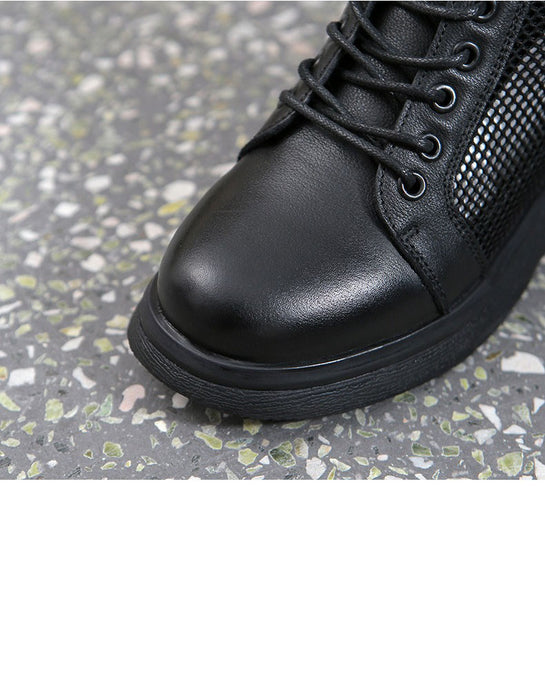 Summer Hollow Wedge Boots Black