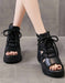 Summer Lace-up Cut-out Retro Platform Sandals Black May Shoes Collection 2026 81.00