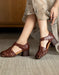 Summer Leather Woven  Close Toe Chunky Heels Sandals April Shoes Collection 2026 83.00