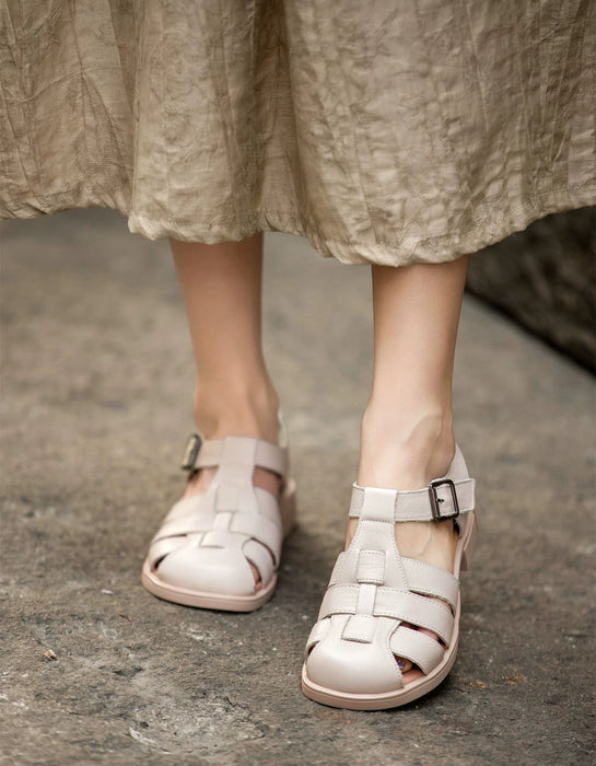 Summer Leather Woven Close Toe Fisherman Sandals Beige July Shoes Collection 2026 83.00