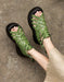 Summer Leather Woven Open Toe Wide Toe Box Platform Sandals Green July Shoes Collection 2026 93.00