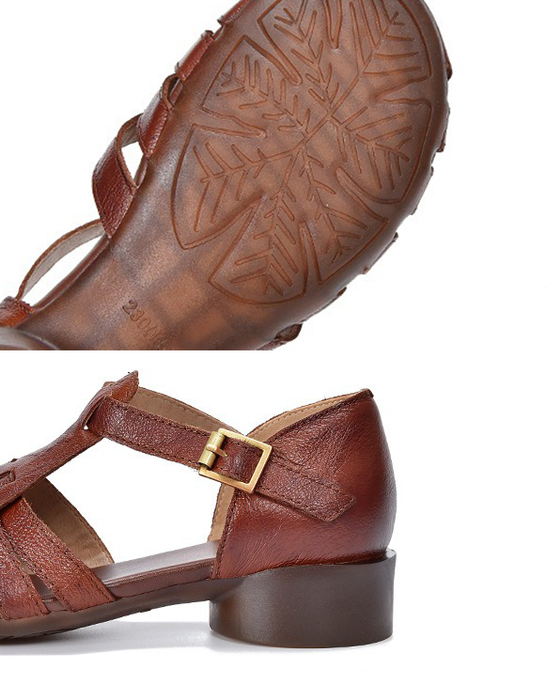 Summer Leather Woven T-Strap Close Toe Flat Sandals April Shoes Collection 2026 80.00