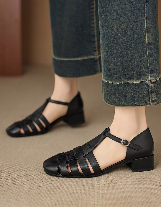 Summer Leather Woven T-strap Close Toe Sandals April Shoes Collection 2026 95.00
