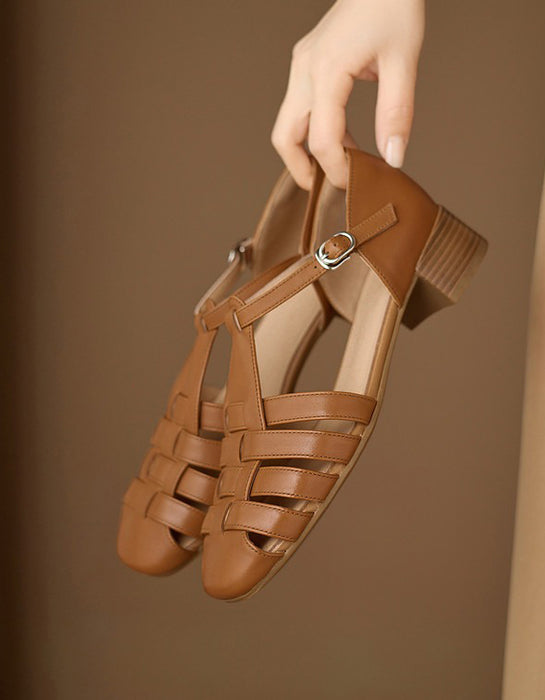 Summer Leather Woven T-strap Close Toe Sandals April Shoes Collection 2026 95.00