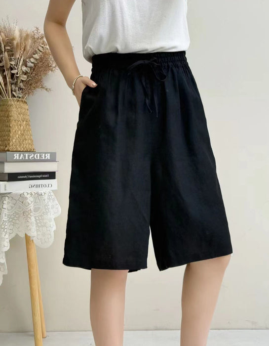 Summer Linen Five-point Straight Leg Trousers for Women