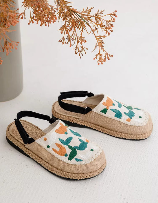 Summer Linen Vintage Flower Embroidery Clogs Shoes Obiono April Shoes Collection 2026 65.30