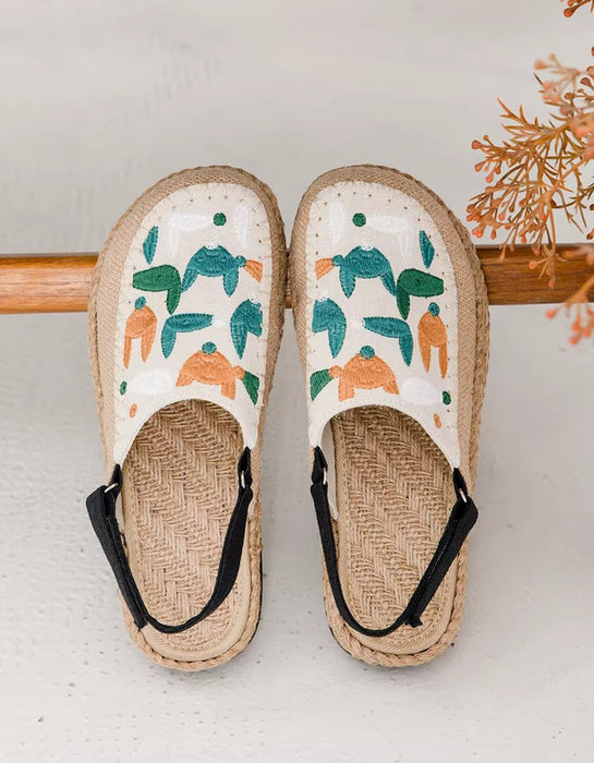Summer Linen Vintage Flower Embroidery Clogs Shoes Obiono April Shoes Collection 2026 65.30