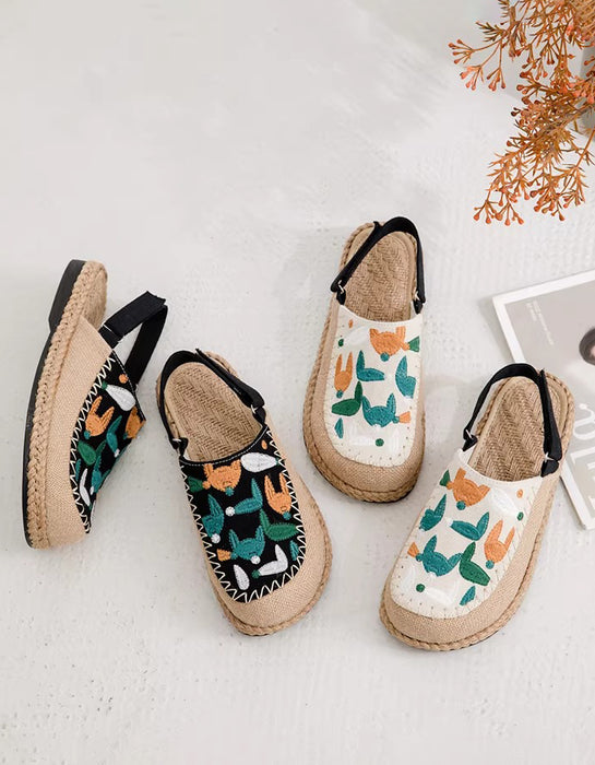 Summer Linen Vintage Flower Embroidery Clogs Shoes Obiono April Shoes Collection 2026 65.30
