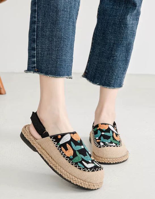 Summer Linen Vintage Flower Embroidery Clogs Shoes Obiono April Shoes Collection 2026 65.30