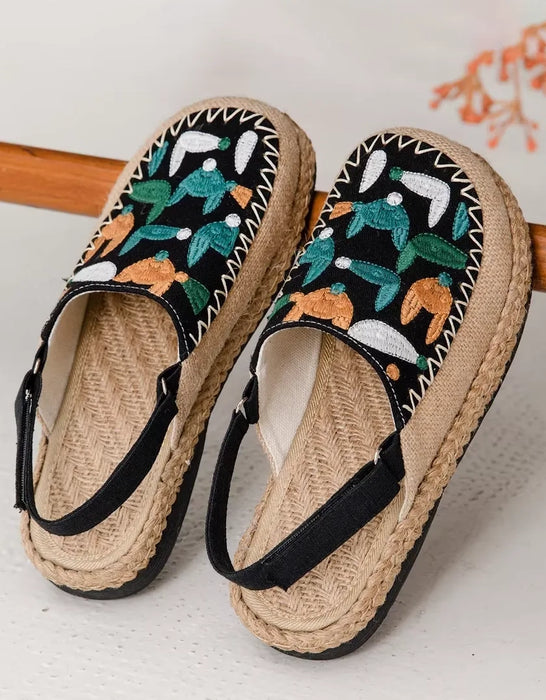 Summer Linen Vintage Flower Embroidery Clogs Shoes Obiono April Shoes Collection 2026 65.30
