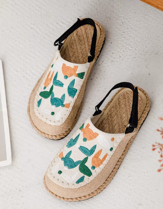 Summer Linen Vintage Flower Embroidery Clogs Shoes April Shoes Collection 2026 65.30