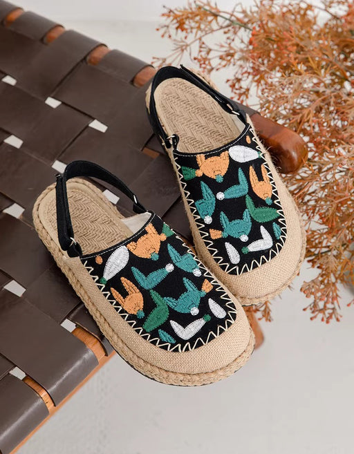 Summer Linen Vintage Flower Embroidery Clogs Shoes April Shoes Collection 2026 65.30