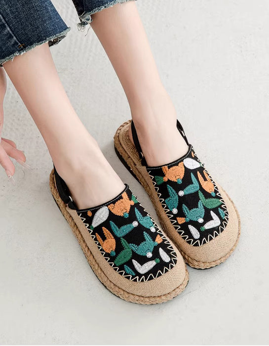 Summer Linen Vintage Flower Embroidery Clogs Shoes Obiono April Shoes Collection 2026 65.30