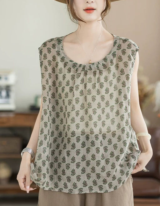 Summer Loose Floral Round Neck Sleeveless Vest May New In 2026 47.00