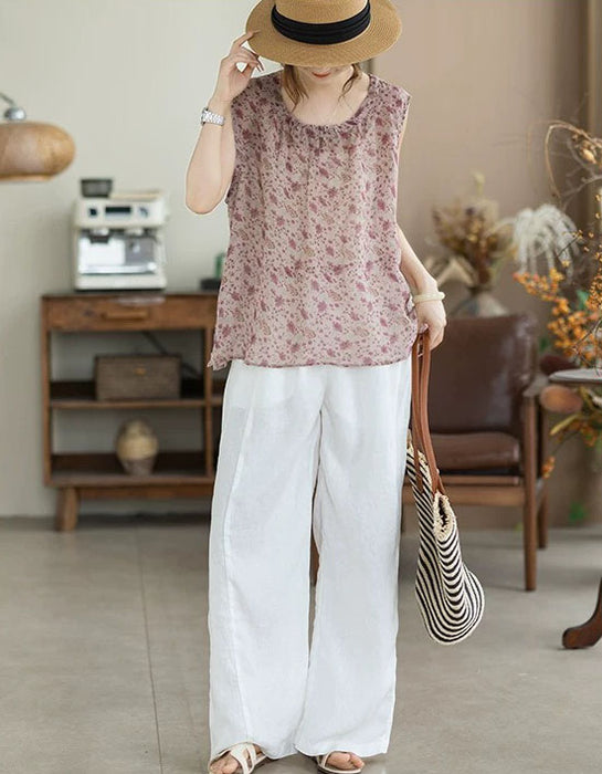 Summer Loose Floral Round Neck Sleeveless Vest May New In 2026 47.00