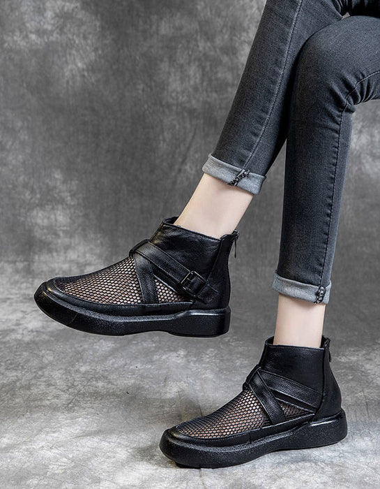 Summer Mesh Soft Soles Round Toe Ankle Boots 35-43 37 / Black Summer Mesh Soft Soles Round Toe Ankle Boots 35-43 37 / Black