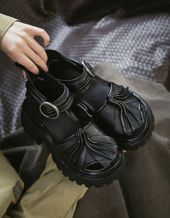 Summer Pleated Design Round Toe Platform Sandals June Shoes Collection 2026 95.00