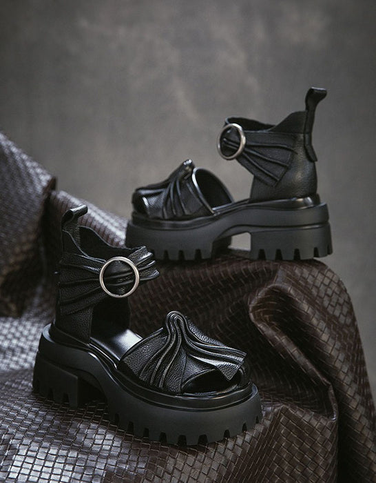 Summer Pleated Design Round Toe Platform Sandals June Shoes Collection 2026 95.00