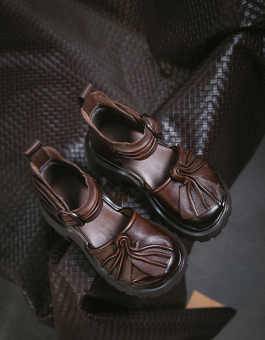 Summer Pleated Design Round Toe Platform Sandals June Shoes Collection 2026 95.00