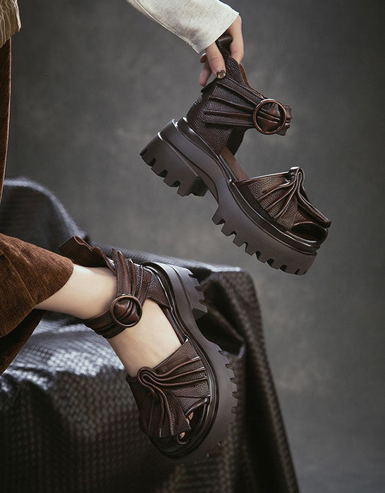 Summer Pleated Design Round Toe Platform Sandals June Shoes Collection 2026 95.00