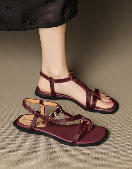 Summer Pony Hair Open Toe Strappy Flat Thong Sandals Obiono July Shoes Collection 202694.00
