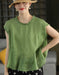 Summer Ramie Ruffled Hem Pullover Loose Blouse Buykud Shirts 45.00