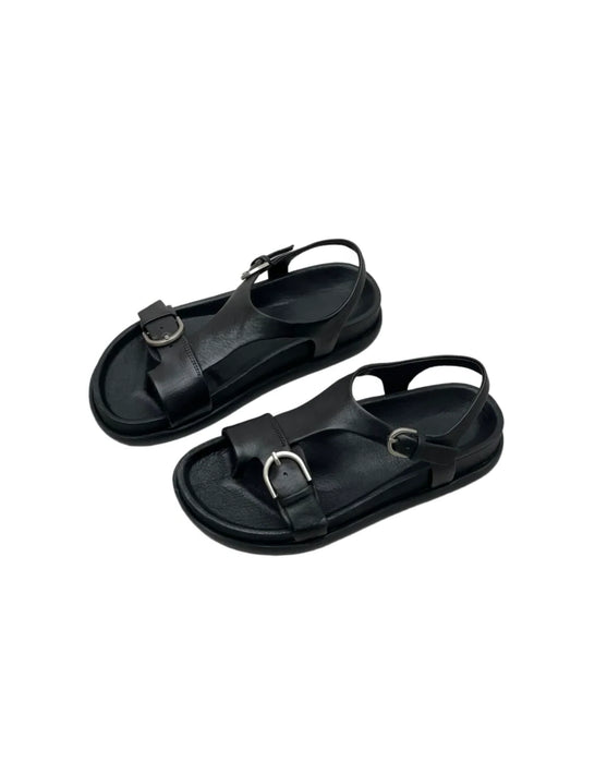 Summer Real Leather Toe Ring Flat Sandals Slingback