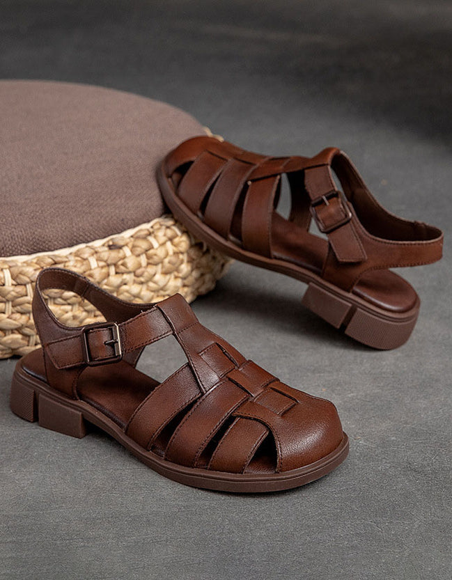 Summer Retro Leather Fisherman Sandals — Obiono