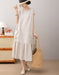 Women's Summer Round Neck Pocket Patchwork Loose Linen Mid Dress Buykud Aug New in 2026 69.60