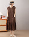 Women's Summer Round Neck Pocket Patchwork Loose Linen Mid Dress Buykud Aug New in 2026 69.60