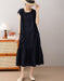 Women's Summer Round Neck Pocket Patchwork Loose Linen Mid Dress Buykud Aug New in 2026 69.60