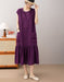 Women's Summer Round Neck Pocket Patchwork Loose Linen Mid Dress Buykud Aug New in 2026 69.60