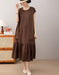Women's Summer Round Neck Pocket Patchwork Loose Linen Mid Dress Buykud Aug New in 2026 69.60