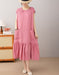 Women's Summer Round Neck Pocket Patchwork Loose Linen Mid Dress Buykud Aug New in 2026 69.60