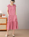 Women's Summer Round Neck Pocket Patchwork Loose Linen Mid Dress Buykud Aug New in 2026 69.60